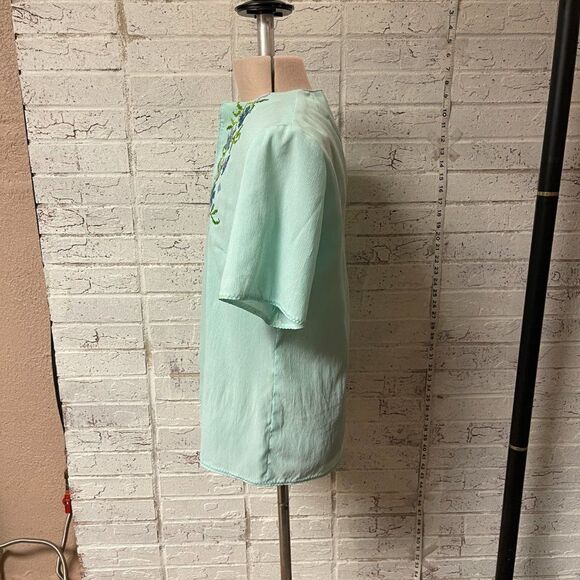 Vintage Short Sleeve Embroidered 60's Blouse Shirt Mint Medium - Picture 6 of 8